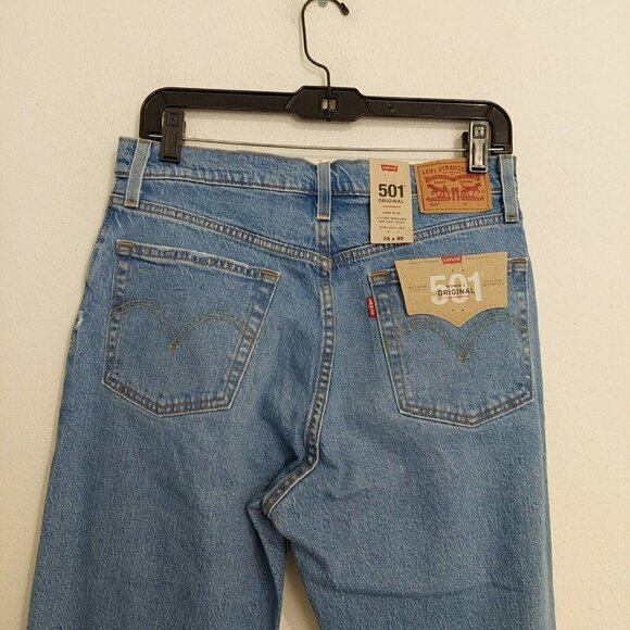 Levi's 501 Original High Rise Straight Fit Signature Button Fly Jeans 28x30 - Picture 6 of 7
